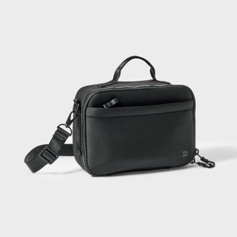 slide 1 of 4, Faux Neoprene Lunch Tote - All In Motion™️Black: Zippered Recycled Polyester Bag, 1 ct