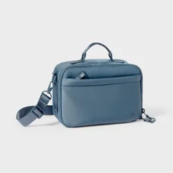 Faux Neoprene Lunch Tote - All In Motion™️Dusty Navy: Zippered Solid Carry Bag