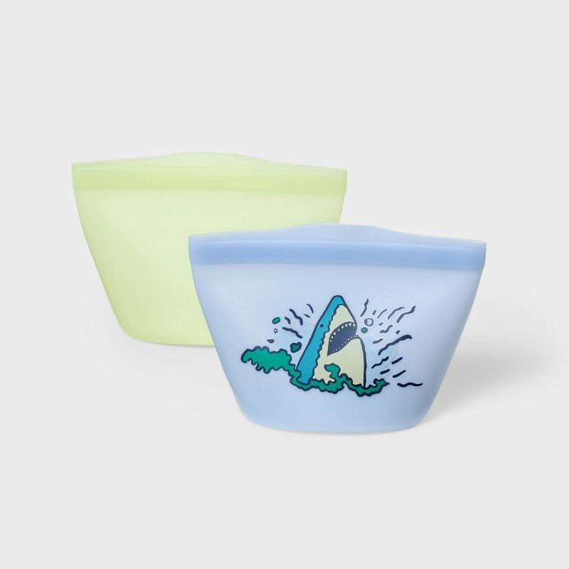 slide 1 of 3, Kids' 2pc Reusable Sandwich Bag Shark - Cat & Jack™️, 2 ct