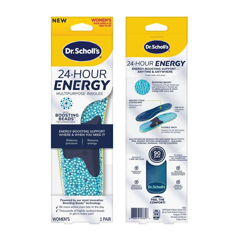 slide 2 of 11, Dr. Scholl's 24-Hour Energy Multipurpose Insoles, Trim to Fit, Women's Shoe Size 6-10 - 1 Pair, 1 ct