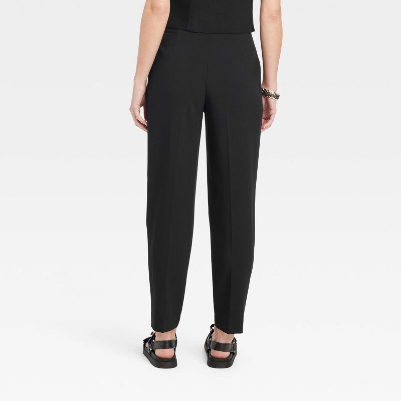 slide 2 of 3, Women's High-Rise Tailored Trousers - A New Day™ Black 8: Recycled Polyester Blend, Tapered Leg, Ankle Length, Machine Washable, 1 ct