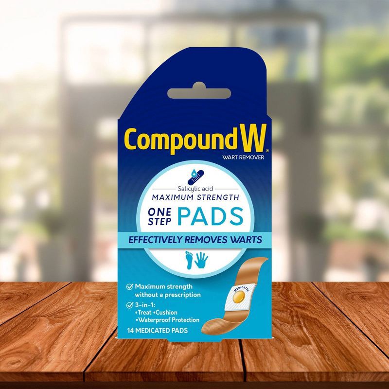 slide 3 of 8, Compound W Maximum Strength One Step Plantar Wart Remover Foot Pads - 14 ct, 14 ct