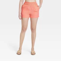 Women's High-Rise Pull-On Shorts - A New Day™ Orange Striped L