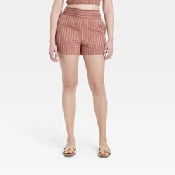 Women's High-Rise Pull-On Shorts - A New Day™ Brown Striped XL