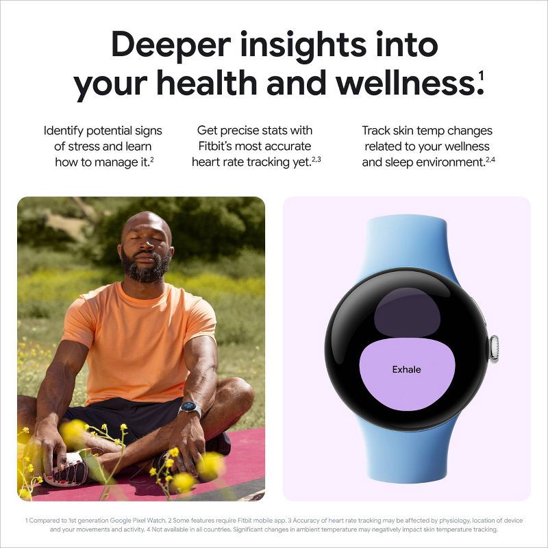 slide 8 of 11, Google Pixel Watch 2 LTE - Polished Silver Aluminum Case / Porcelain Active Band, 1 ct