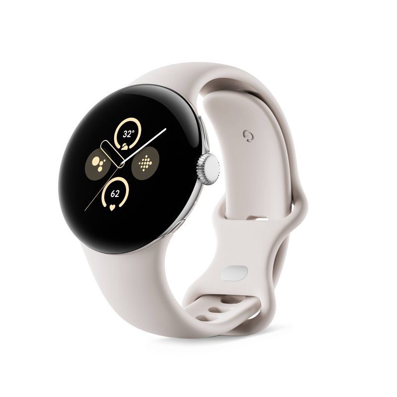 slide 1 of 11, Google Pixel Watch 2 LTE - Polished Silver Aluminum Case / Porcelain Active Band, 1 ct