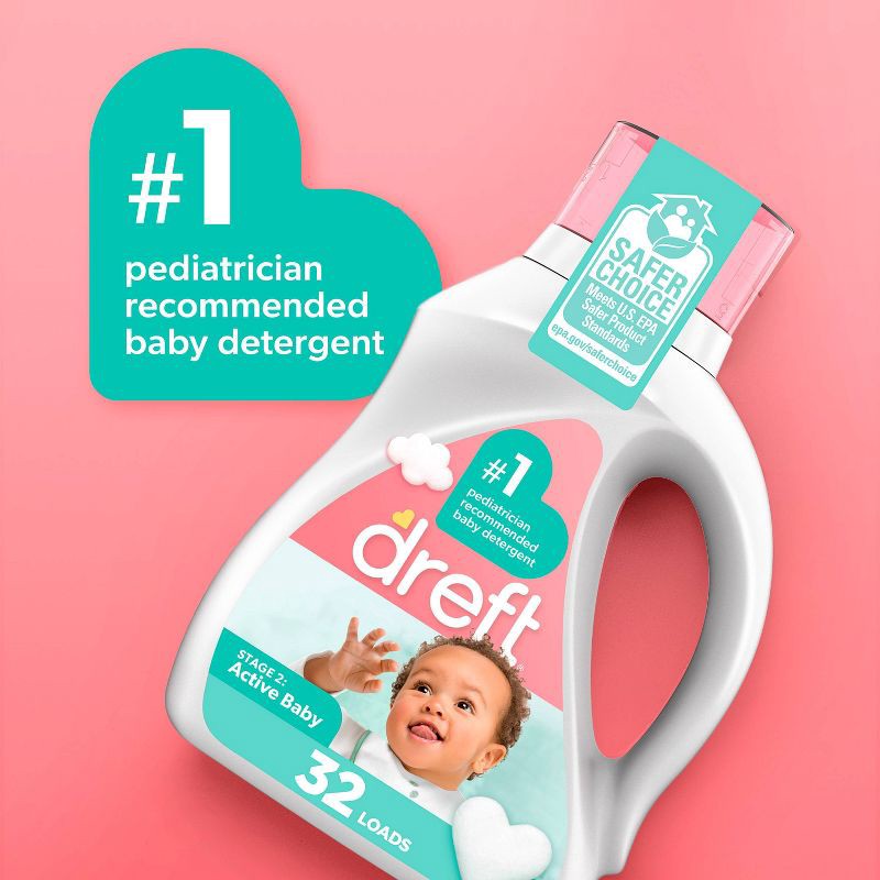slide 5 of 10, Dreft Original Stage 2: Active Baby HE Liquid Laundry Detergent 80 Loads - 105 fl oz, 105 fl oz