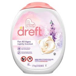 Dreft Original Lightly Scented HE Laundry Detergent Pods 45 Pacs - 60oz: Dermatologist-Tested Hypoallergenic Formula