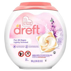 Dreft Original Lightly Scented HE Laundry Detergent Pods 25 Pacs - 33oz: Dermatologist Tested, Hypoallergenic, Dye-Free, Phosphate-Free