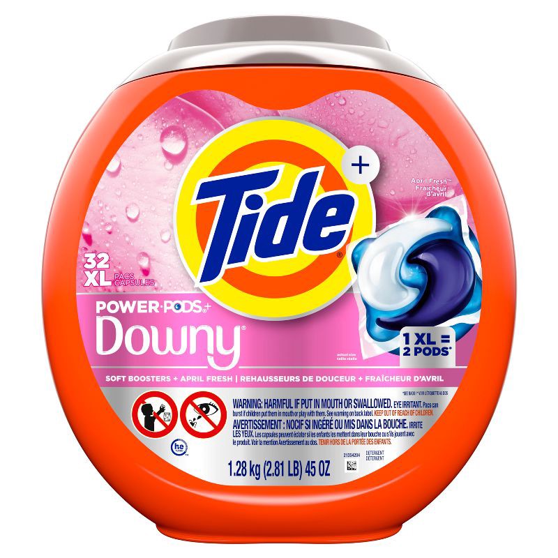 slide 8 of 9, Tide + Downy April Fresh HE Deep Cleaning Concentrated Laundry Detergent Pods 32 Pacs - 45oz, 45 oz