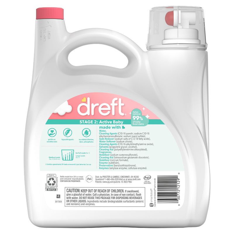 slide 12 of 12, Dreft Original Stage 2: Active Baby HE Liquid Laundry Detergent 114 Loads - 150 fl oz, 150 fl oz