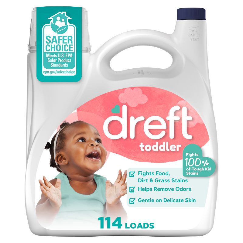 slide 1 of 12, Dreft Toddler HE Fights Stains Removes Odors Liquid Laundry Detergent 114 Loads - 150 fl oz, 150 fl oz