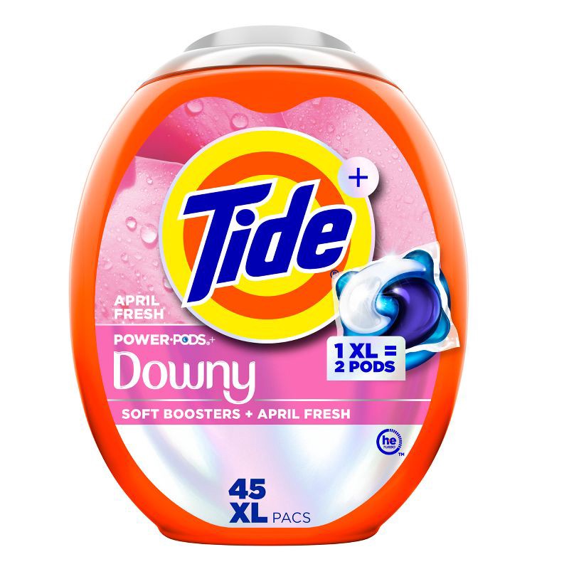 slide 1 of 9, Tide April Fresh with Downy HE Deep Cleaning Concentrated Laundry Detergent Power Pods 45 Pacs - 63oz, 63 oz