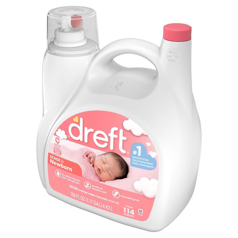 slide 9 of 9, Dreft Original Stage 1: Newborn Hypoallergenic HE Liquid Laundry Detergent 114 Loads- 150 fl oz, 150 fl oz