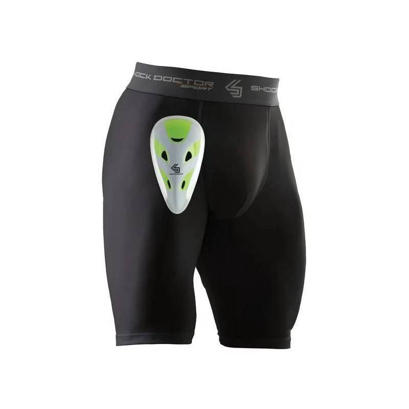 slide 1 of 4, Shock Doctor Compression Shorts with Cup Youth - Black, 1 ct