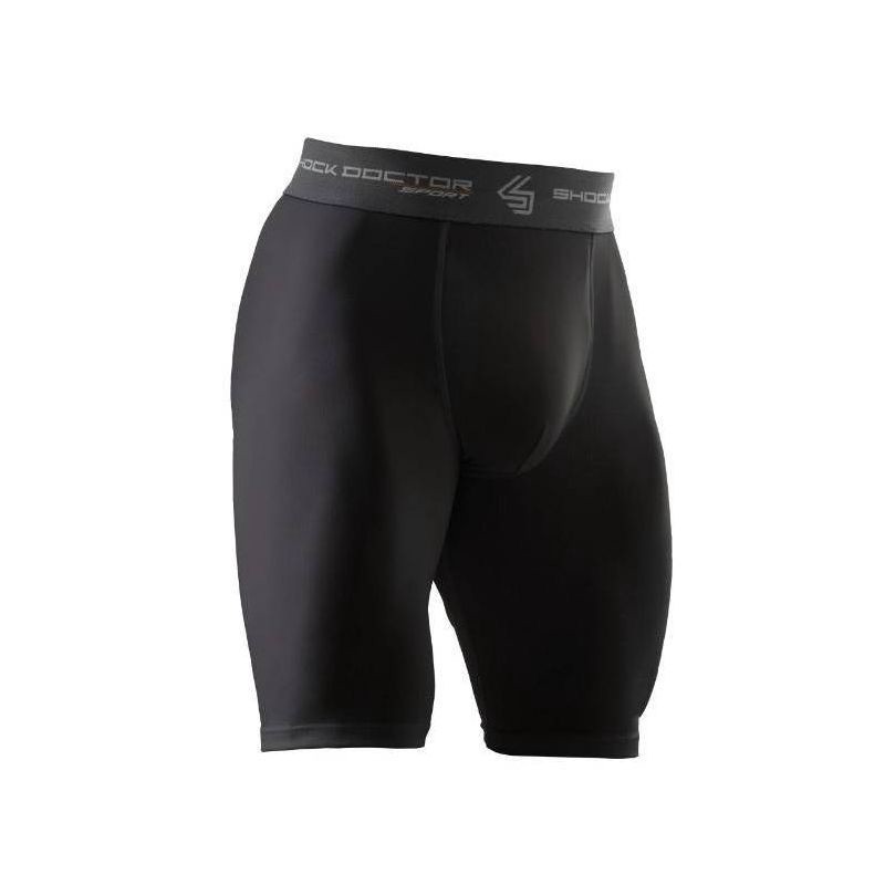 slide 3 of 4, Shock Doctor Compression Shorts with Cup Adult - Black L, 1 ct
