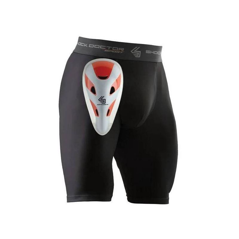 slide 1 of 4, Shock Doctor Compression Shorts with Cup Adult - Black L, 1 ct
