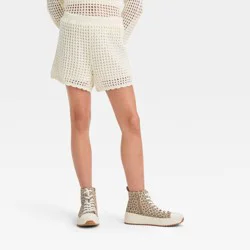 Girls' Open Knit Sweater Shorts - art class™ Off-White S
