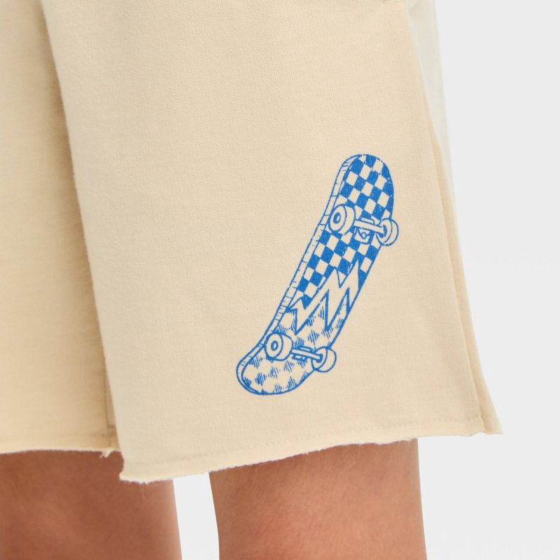 slide 2 of 4, Boys' Skateboard 'Above Knee' Graphic Pull-On Shorts - Cat & Jack™ Off-White M, 1 ct