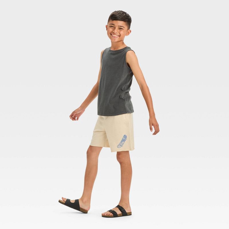 slide 4 of 4, Boys' Skateboard 'Above Knee' Graphic Pull-On Shorts - Cat & Jack™ Off-White M, 1 ct