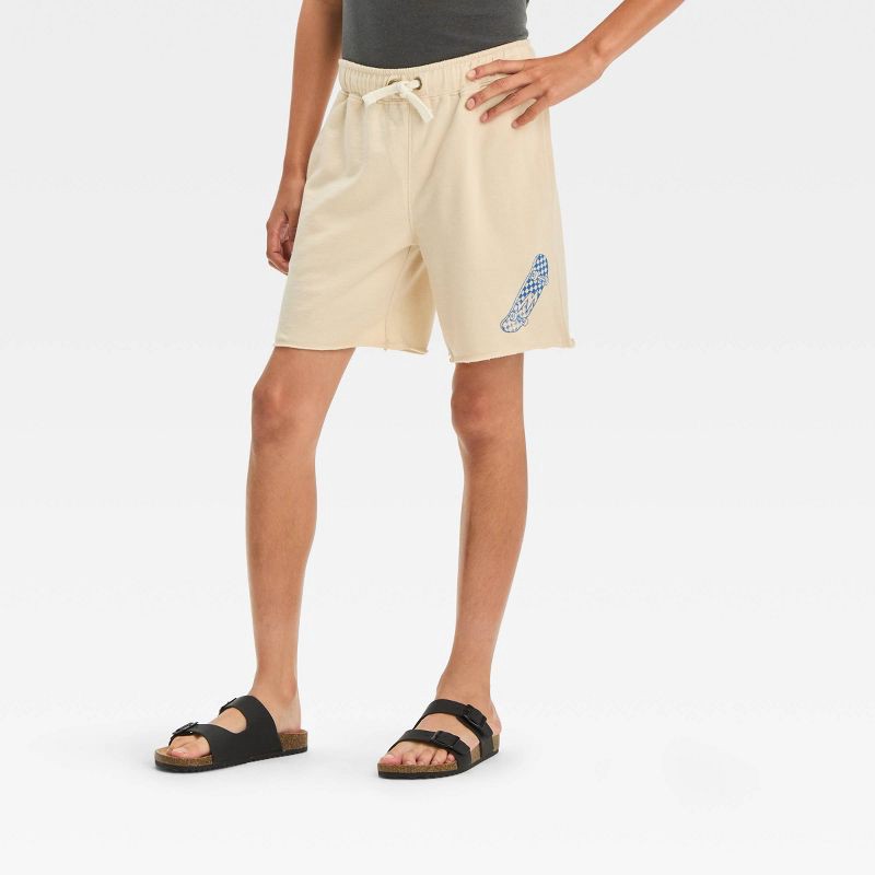 slide 1 of 4, Boys' Skateboard 'Above Knee' Graphic Pull-On Shorts - Cat & Jack™ Off-White M, 1 ct