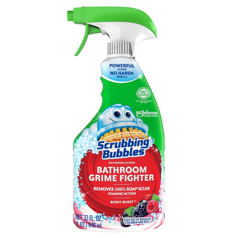 slide 4 of 11, Scrubbing Bubbles Bathroom Cleaner Spray Grime Fighter - Berry Burst - 32 fl oz​, 32 fl oz