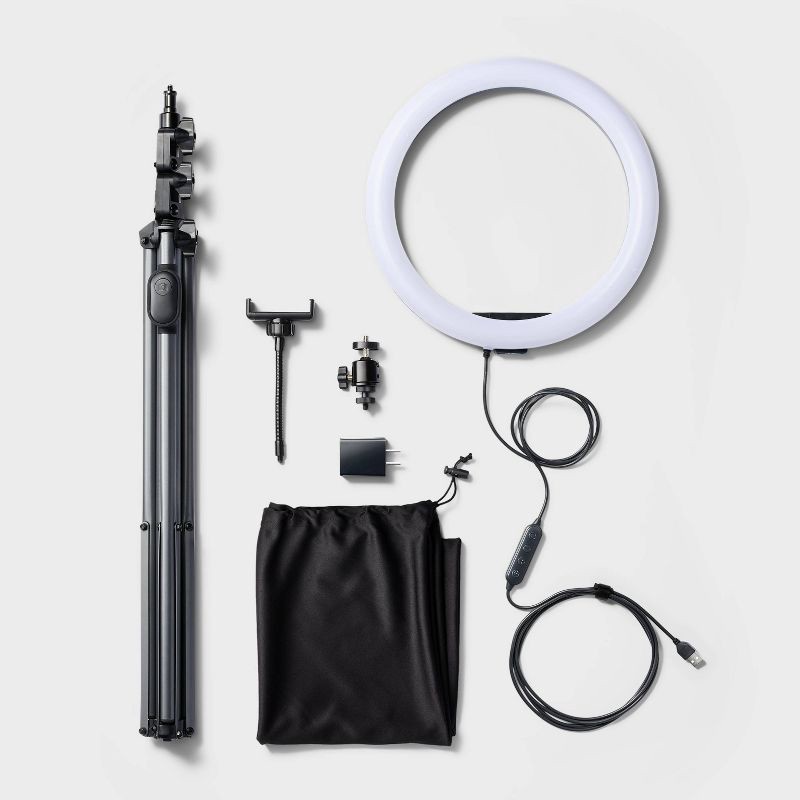 slide 4 of 7, 12" RGB Ring Light with Tripod - heyday™ Black: Phone Stand, Portable Design, 1 ct