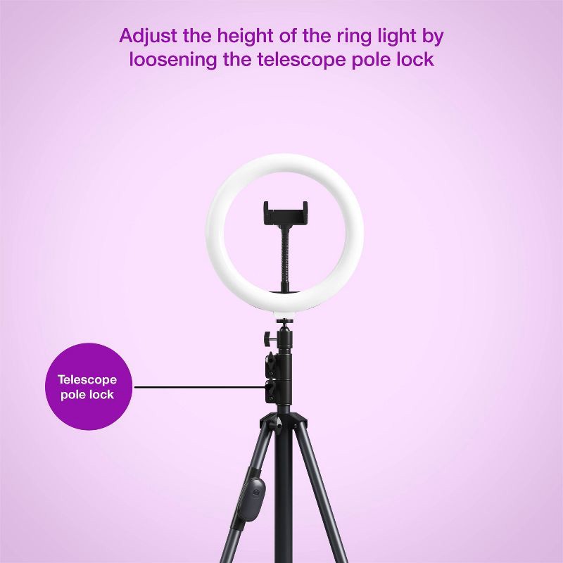 slide 6 of 7, 12" RGB Ring Light with Tripod - heyday™ Black: Phone Stand, Portable Design, 1 ct