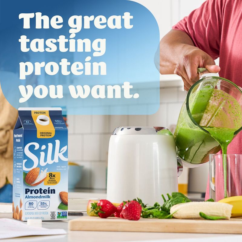 slide 8 of 10, Silk Almond Milk Protein Original - 59 fl oz, 59 fl oz