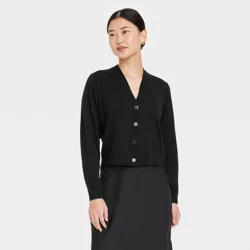 Women's Button-Front Cardigan - A New Day™ Black L