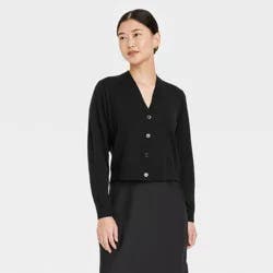 Women's Button-Front Cardigan - A New Day™ Black L
