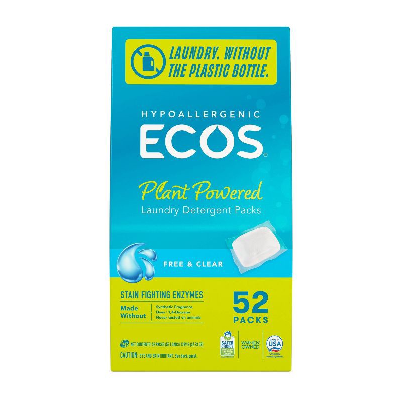 slide 1 of 3, ECOS Free & Clear Laundry Detergent Packs - 52ct, 52 ct