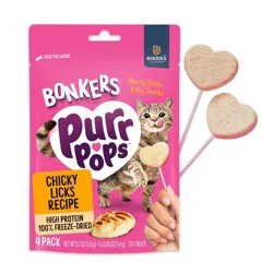 Bonkers Purrpops Freeze-Dried Chicken Flavored Lollipop Cat Treats - 0.2oz/4ct