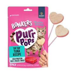 Bonkers Purrpops Freeze-Dried Tuna Flavored Lollipop Cat Treats - 0.2oz/4ct