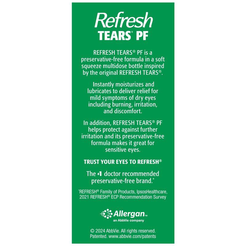 slide 12 of 13, Refresh Tears PF Preservative-Free Artificial Tears Lubricant Eye Drops - 0.33 fl oz (10 mL), 0.33 fl oz, 10 ml