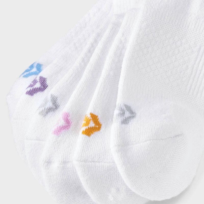 slide 2 of 3, Women's 6pk Structure No Show Socks - All In Motion™ White 4-10: Midweight Knit, Arch Support, Reinforced Heel & Toe, 6 ct