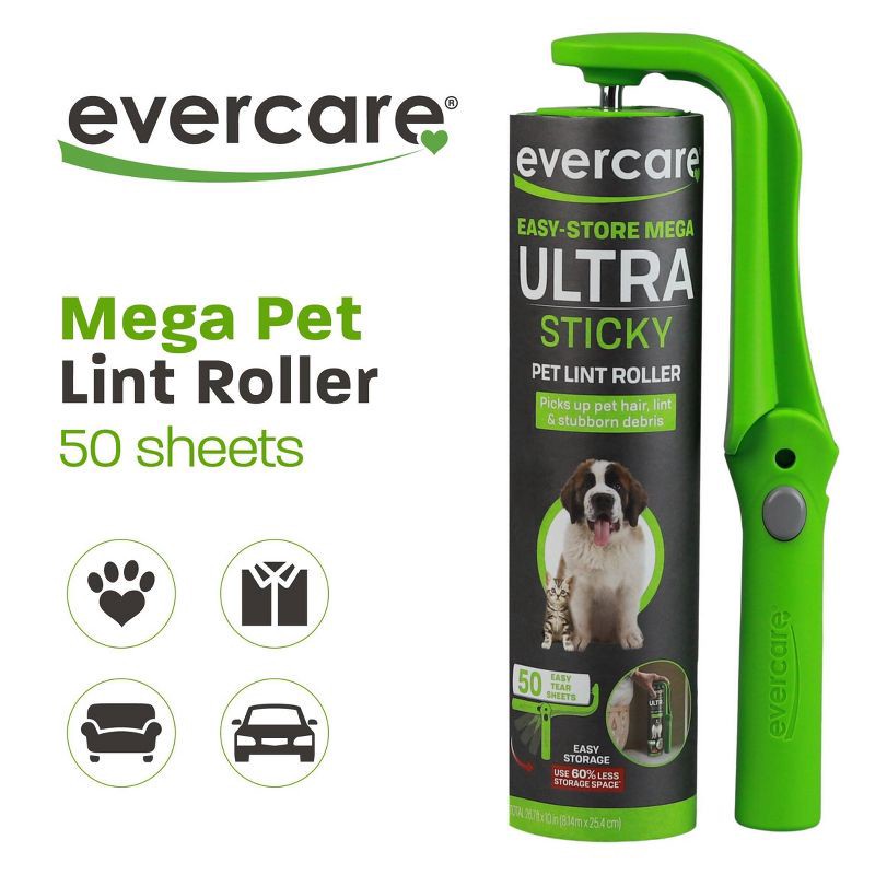 slide 2 of 11, Evercare Easy Store Handheld Mega Lint Roller - 50ct, 50 ct