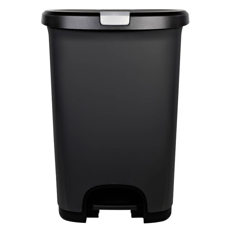 slide 2 of 4, Hefty 12gal Step Trash Can Gray: Kitchen Garbage Can, Locking Lid, Indoor, Polypropylene, 24.09" H, 13.7" W, 4.39 lbs, 12 gal, 4.39 lb