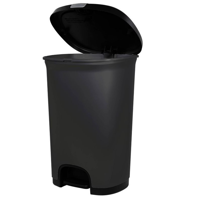 slide 4 of 4, Hefty 12gal Step Trash Can Gray: Kitchen Garbage Can, Locking Lid, Indoor, Polypropylene, 24.09" H, 13.7" W, 4.39 lbs, 12 gal, 4.39 lb