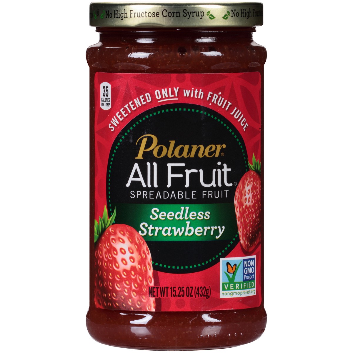 slide 4 of 7, Polaner All Fruit Gluten Free Seedless Strawberry Spreadable Fruit, Seedless Strawberry Fruit Spread, 15.25 OZ, 15.25 oz