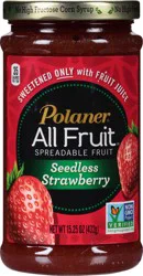 Polaner All Fruit Gluten Free Seedless Strawberry Spreadable Fruit, Seedless Strawberry Fruit Spread, 15.25 OZ