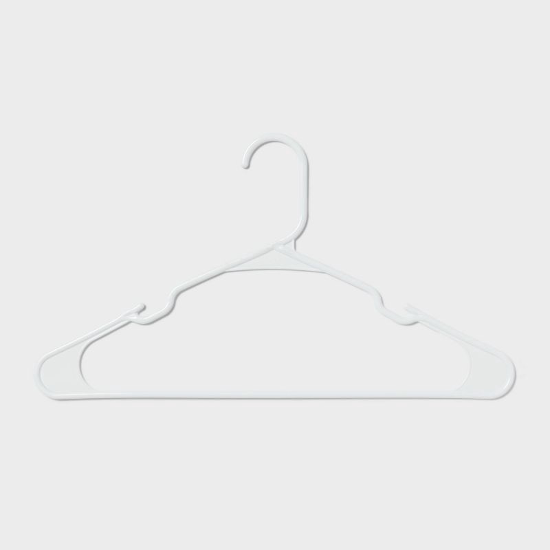 slide 3 of 6, 50pk Plastic Hangers White - Room Essentials™: Clothes Hangers for Shirts, Dresses, Tank Tops, Adult Closets, 50 ct