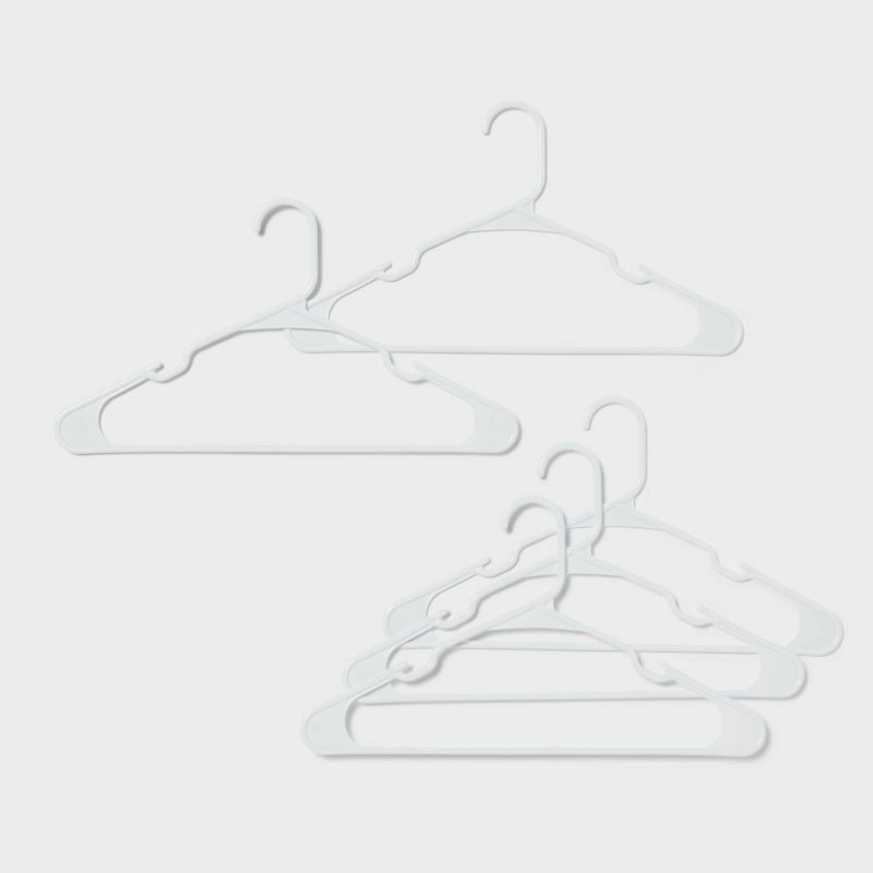 slide 1 of 6, 50pk Plastic Hangers White - Room Essentials™: Clothes Hangers for Shirts, Dresses, Tank Tops, Adult Closets, 50 ct