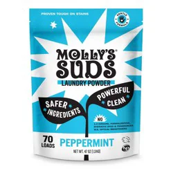 Molly's Suds Peppermint HE Deep Cleaning Laundry Detergent Powder 70 Loads - 47oz: Resealable Bag, Sensitive Formula, Dye-Free
