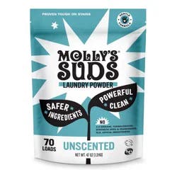 Molly's Suds Unscented HE Deep Cleaning Laundry Detergent Powder 70 Loads - 47oz: Resealable Bag, Sensitive Formula, Phosphate-Free