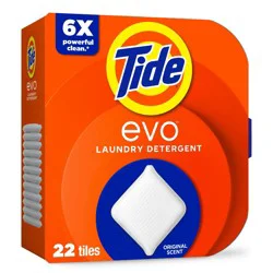 Tide Evo Original Laundry Detergent Tiles - 22ct: Box, Capsule, Concentrated, Dye-Free