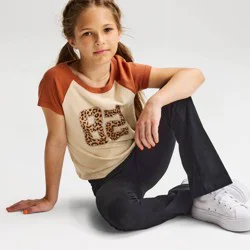 Girls' Flare Leggings - Cat & Jack™ Black M: High Rise, Elastic Waist, Jersey Fabric