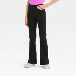 Girls' Flare Leggings - Cat & Jack™ Black L: High Rise, Elastic Waist, Jersey Fabric