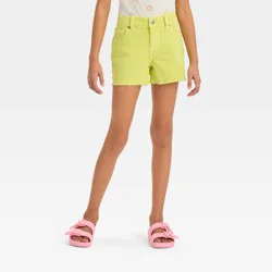 Girls' Mid-Rise Cut-Off Jean Shorts - Cat & Jack™ Neon Green L