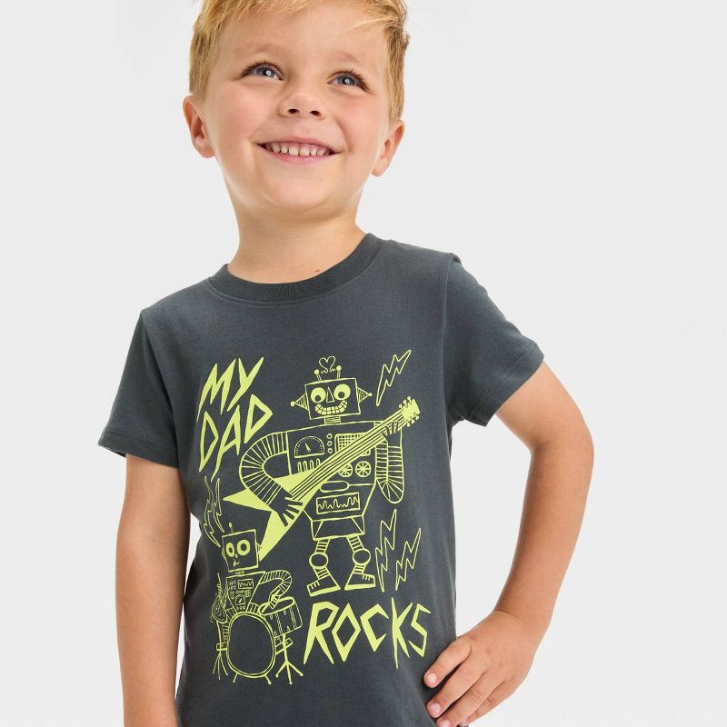slide 2 of 3, Toddler Boys' My Dad Rocks Short Sleeve Graphic T-Shirt - Cat & Jack™ Charcoal Gray 2T, 1 ct